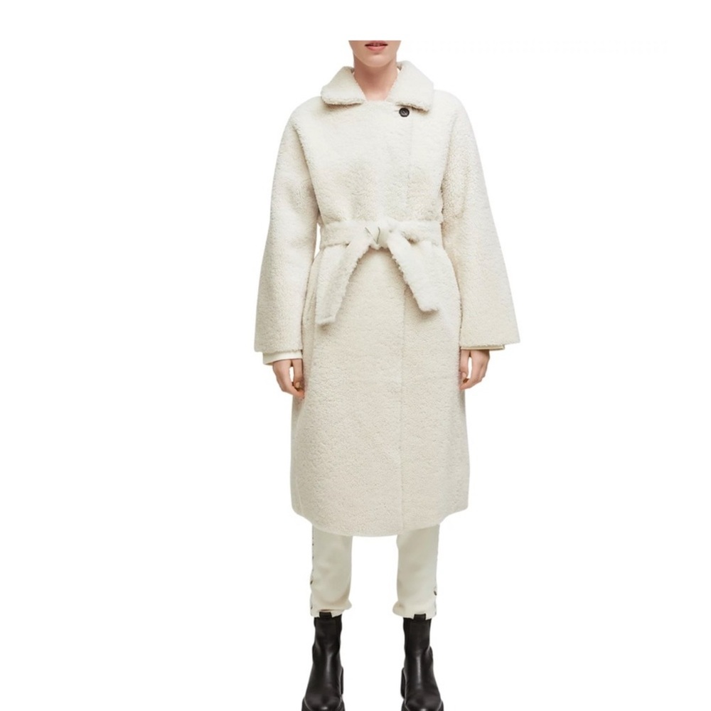 Maje Reversible Real Shearling ( lambskin)  Belted Coat